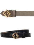 Fendi Diamond Reversible Leather Belt Black Beige