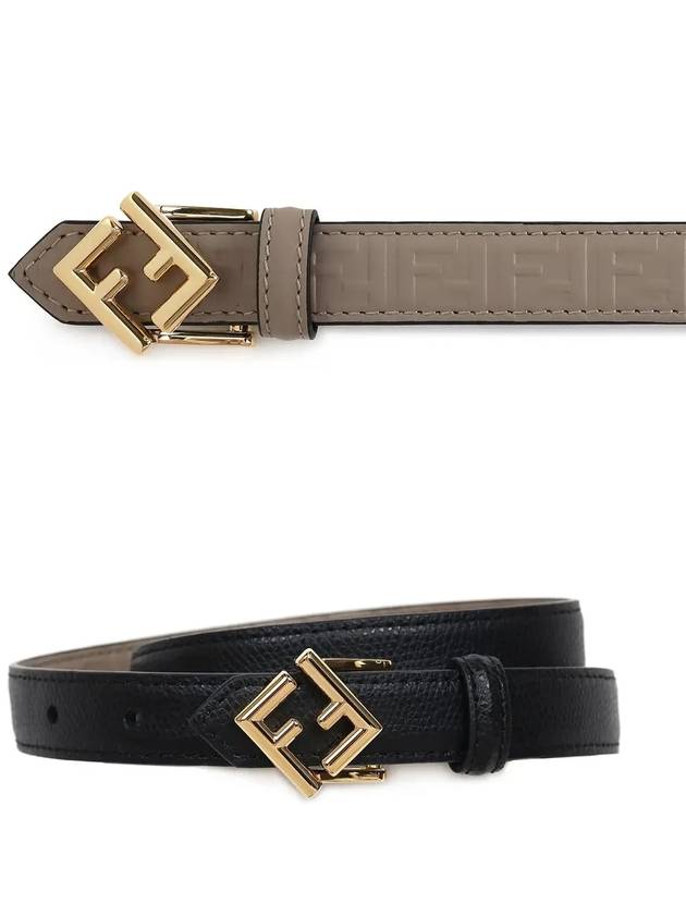 Fendi Diamond Reversible Leather Belt Black Beige