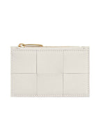 Bottega Veneta Zipper Leather Card Wallet White
