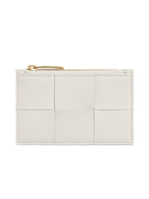 Bottega Veneta Zipper Leather Card Wallet White