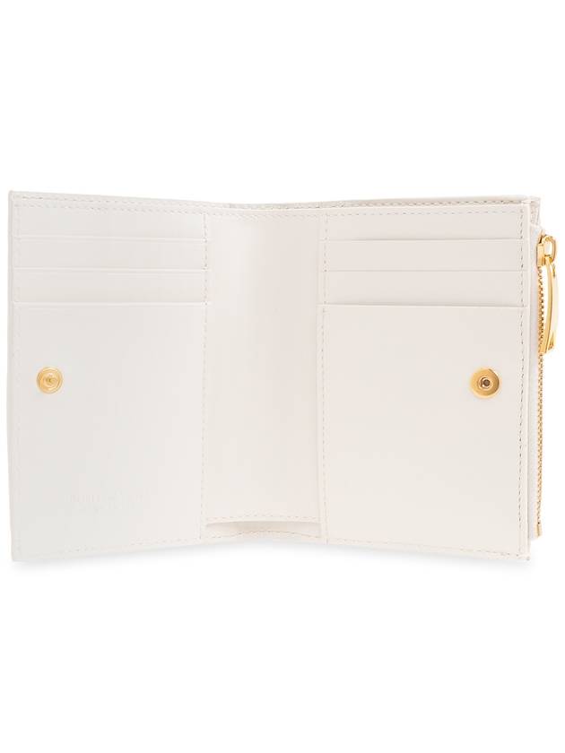 Bottega Veneta Intrecciato Heart Detail Leather Half Wallet White