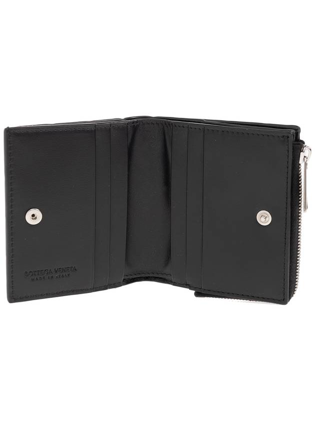 Bottega Veneta Intrecciato Bifold Calfskin Half Wallet Black
