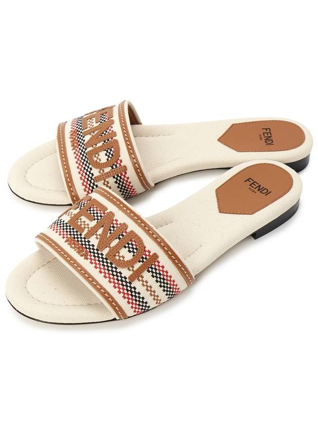 Fendi Signature Slides Slipper Beige