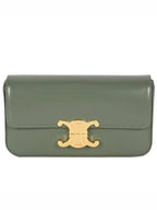 CELINE Claude Shiny Calfskin Shoulder Bag Laurel