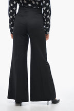 Chloe Flax Blend Palazzo Pants with Double Buttoning