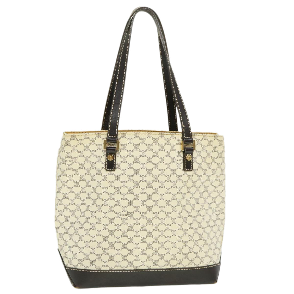 CELINE Macadam Canvas Tote Bag PVC Leather Whe  fm1320