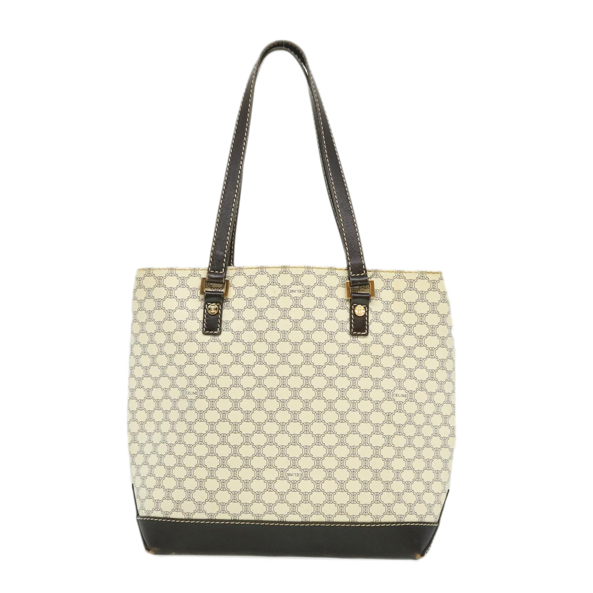 CELINE Macadam Canvas Tote Bag PVC Leather Whe  fm1320