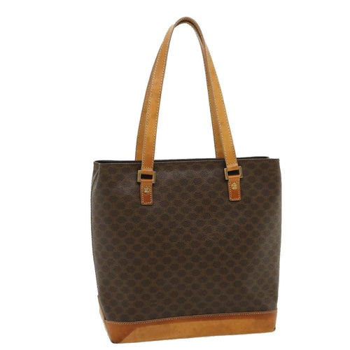 CELINE Macadam Canvas Tote Bag PVC Leather Brown  fm1323