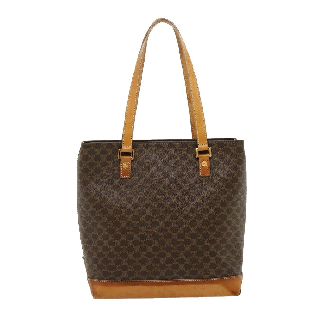CELINE Macadam Canvas Tote Bag PVC Leather Brown  fm1323