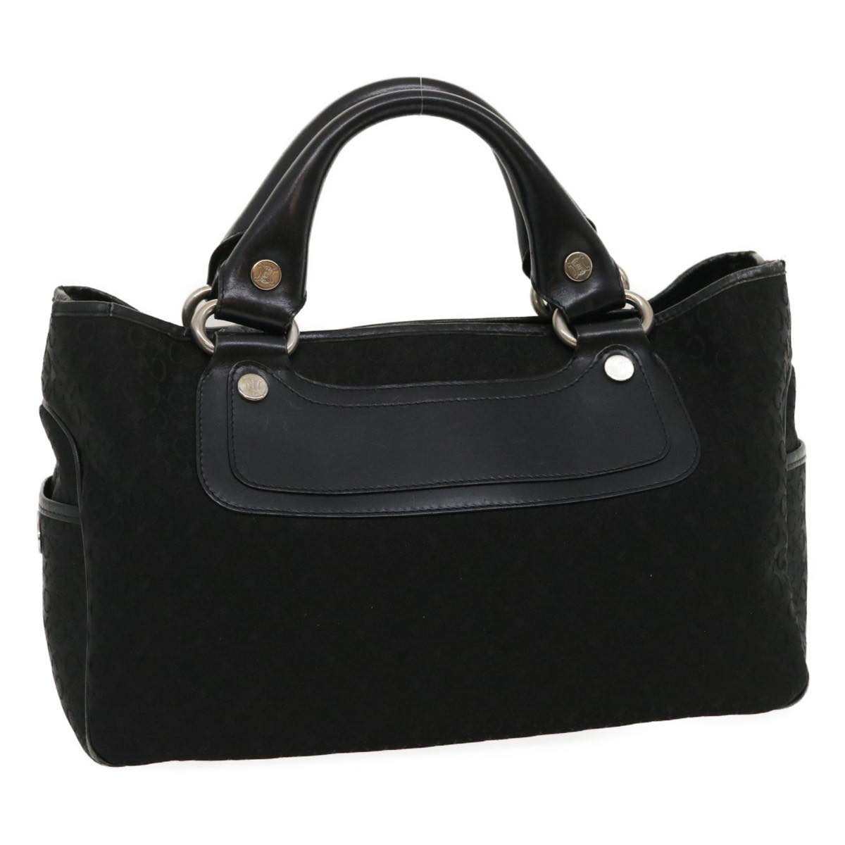 CELINE C Macadam Canvas Tote Bag Buggy Bag Black  fm1376