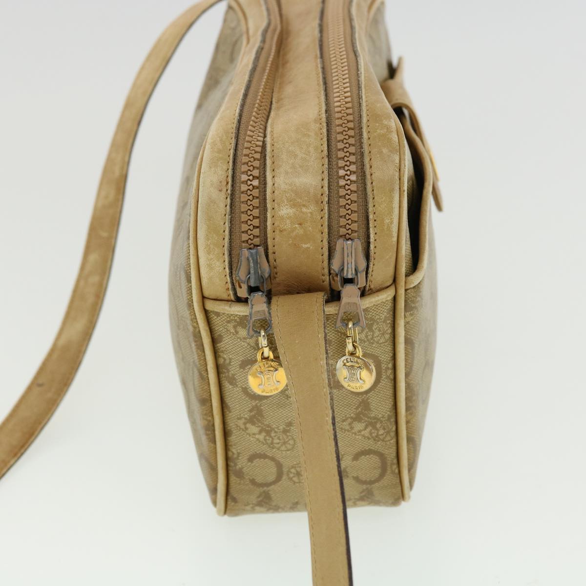 CELINE C Macadam Canvas Shoulder Bag Beige  fm1641