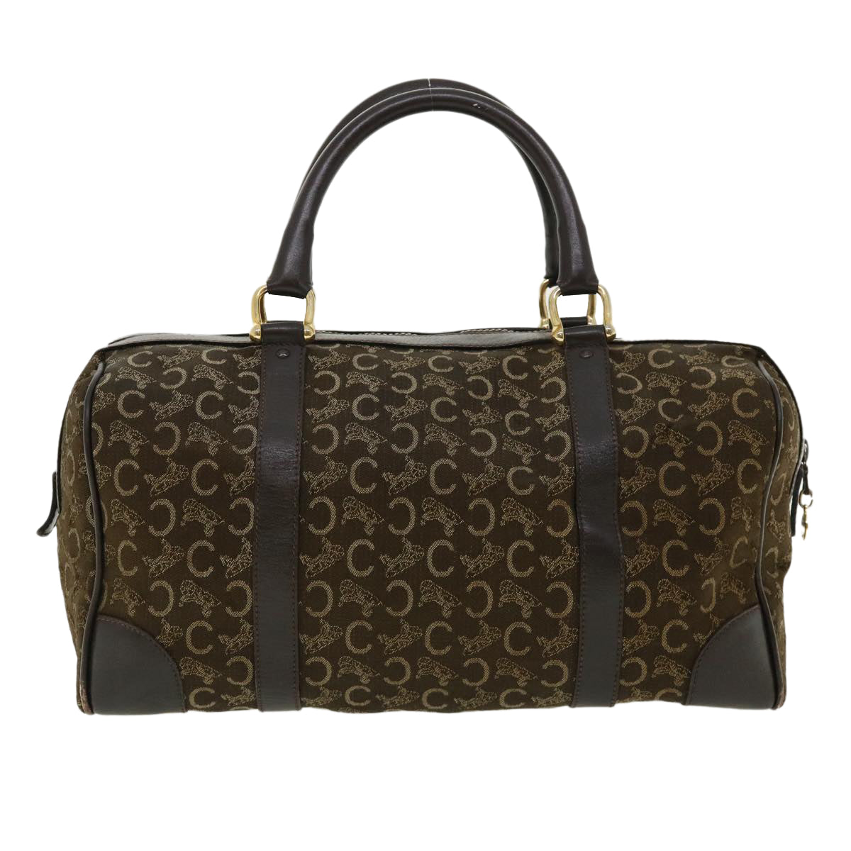 CELINE Macadam Canvas Hand Bag PVC Leather Brown  fm1746