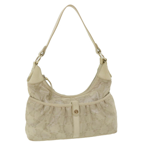 CELINE Macadam Canvas Shoulder Bag Beige  fm1927