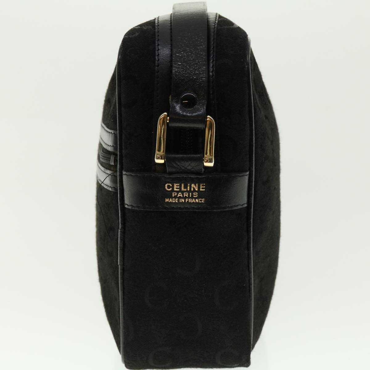 CELINE C Macadam Canvas Shoulder Bag Black  fm2217
