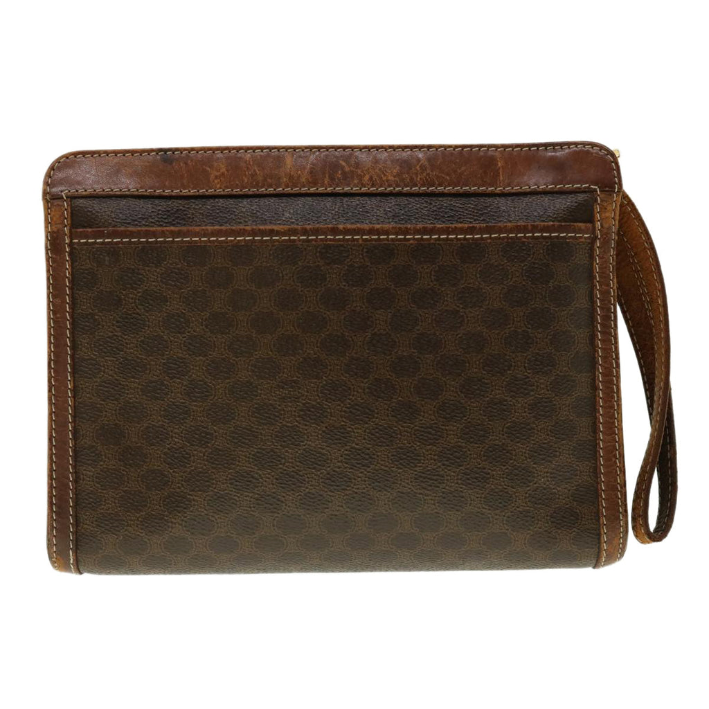 CELINE Macadam Canvas Clutch Bag PVC Leather 2Set Brown  fm2235
