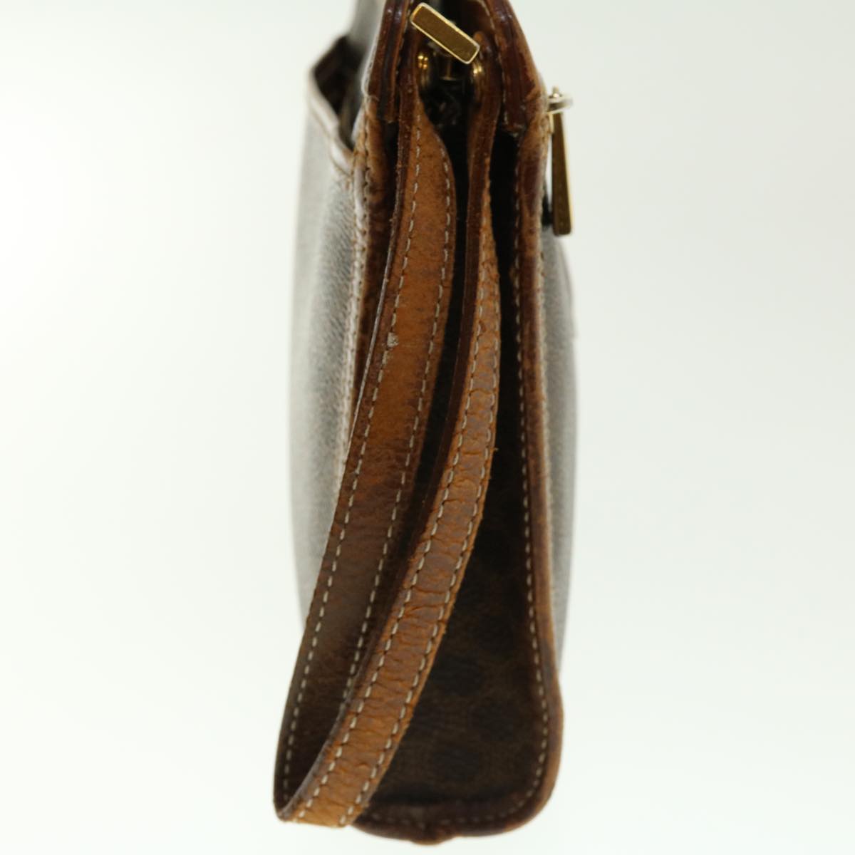 CELINE Macadam Canvas Clutch Bag PVC Leather 2Set Brown  fm2235