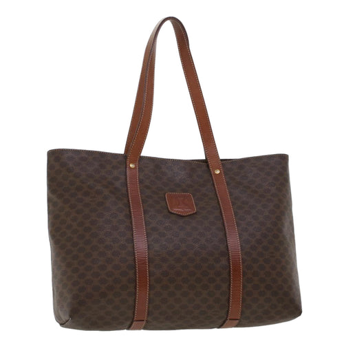 CELINE Macadam Canvas Tote Bag PVC Leather Brown  fm2373