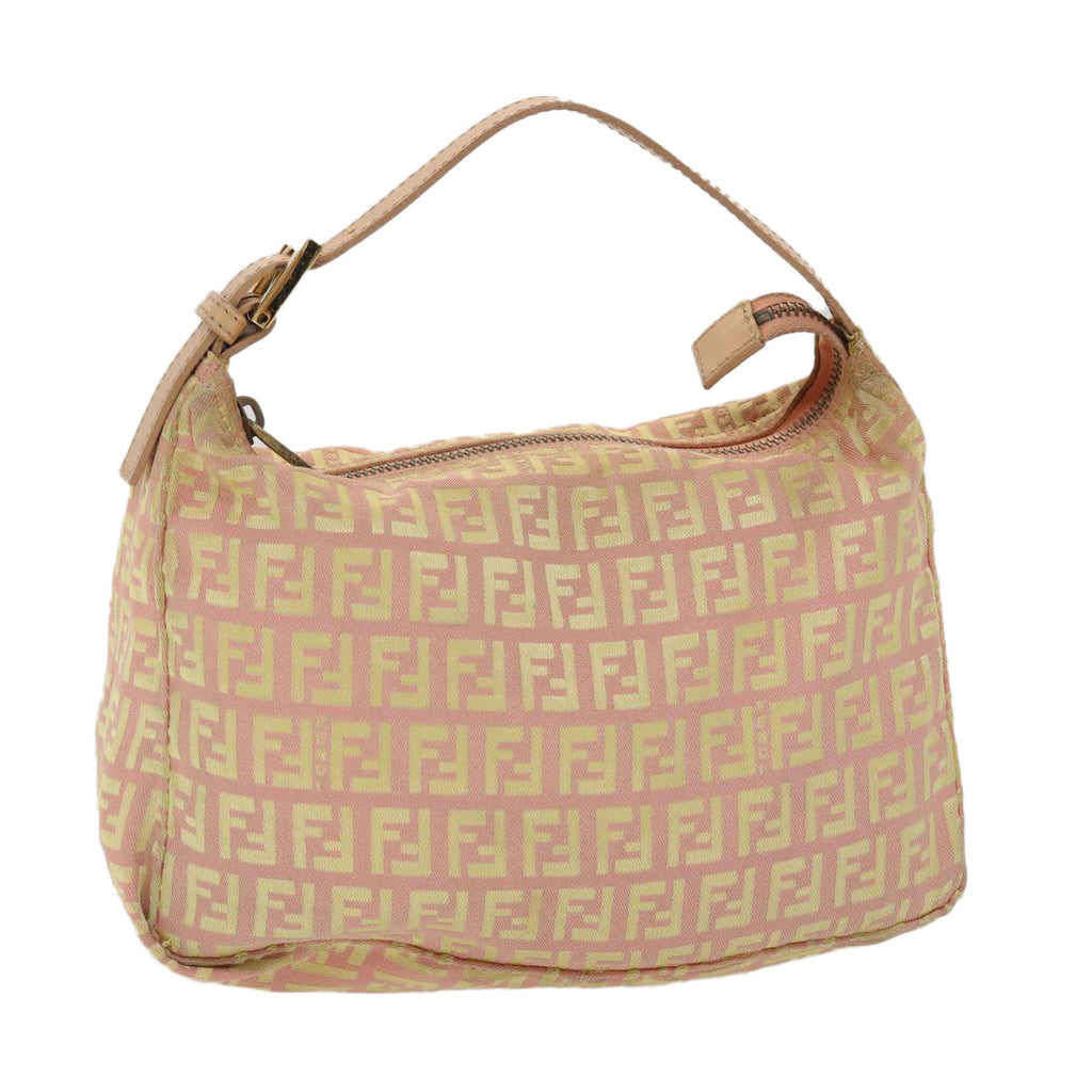 FENDI Zucchino Canvas Hand Bag Pink Gold  fm2528