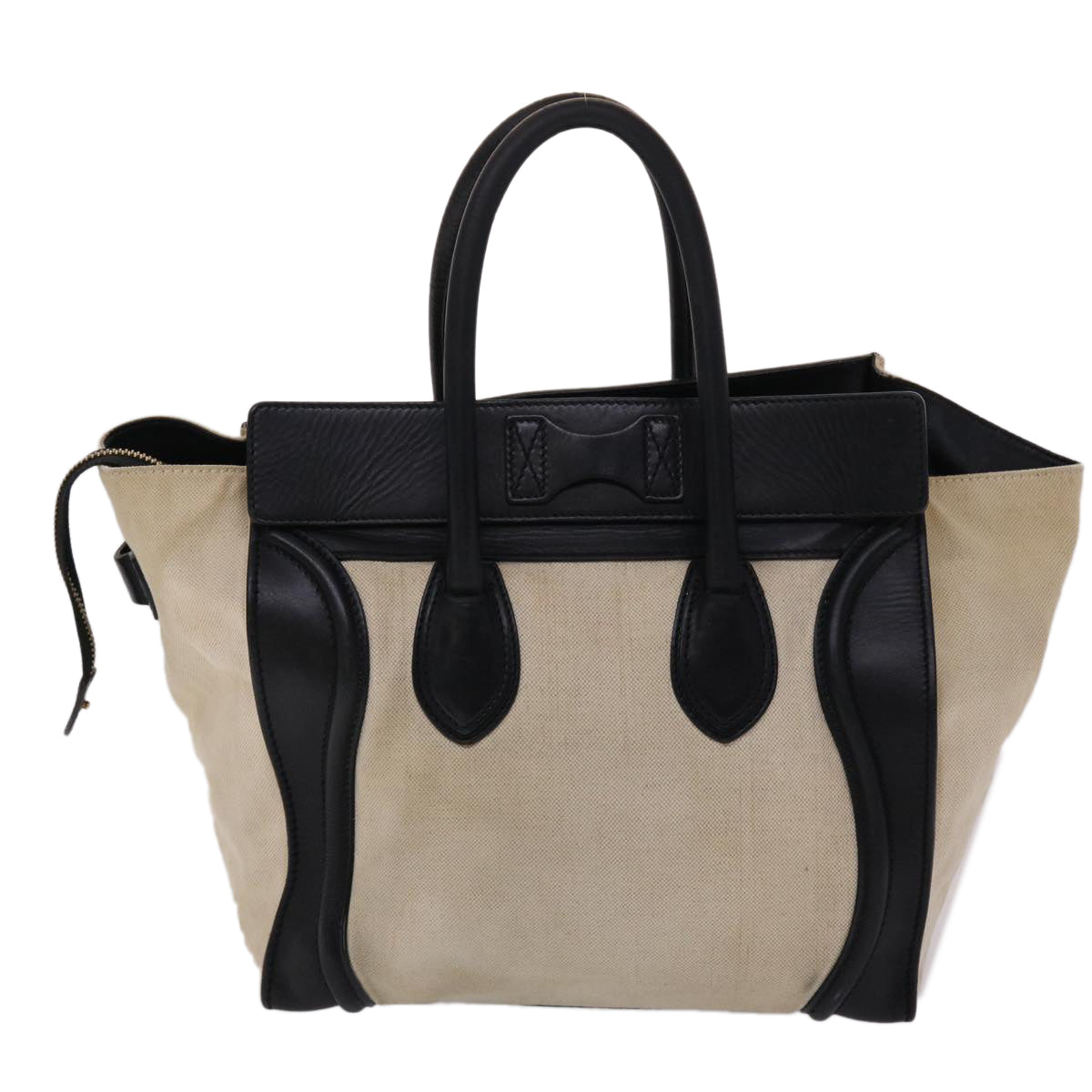 CELINE Luggage Mini Shopper Hand Bag Canvas Leather Beige  fm2541