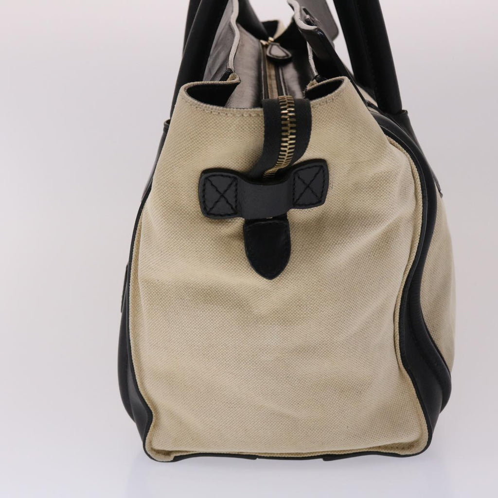 CELINE Luggage Mini Shopper Hand Bag Canvas Leather Beige  fm2541