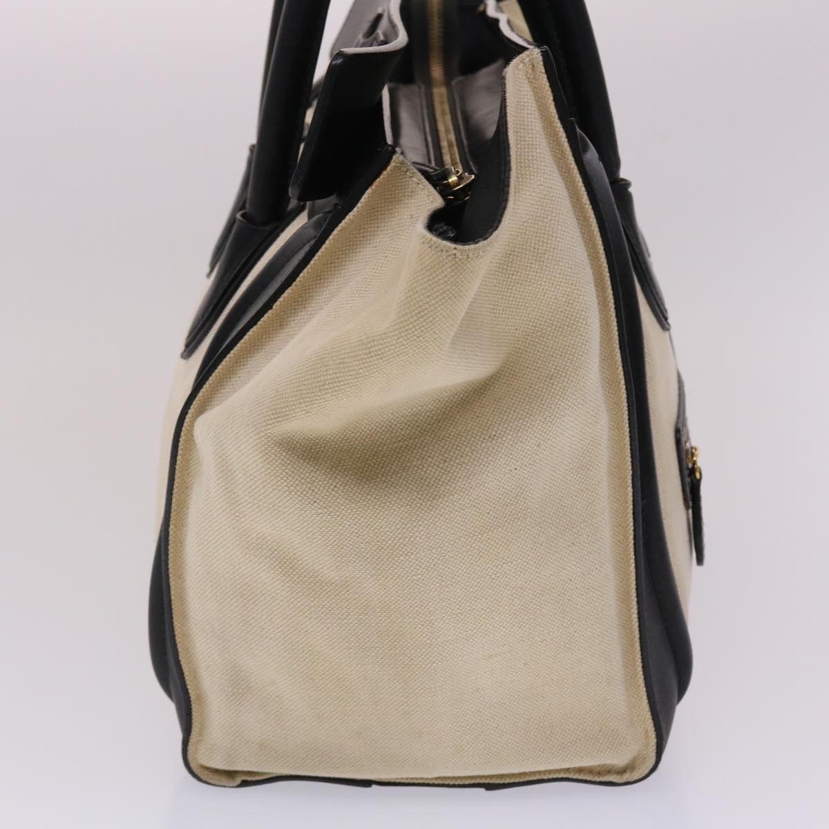 CELINE Luggage Mini Shopper Hand Bag Canvas Leather Beige  fm2541