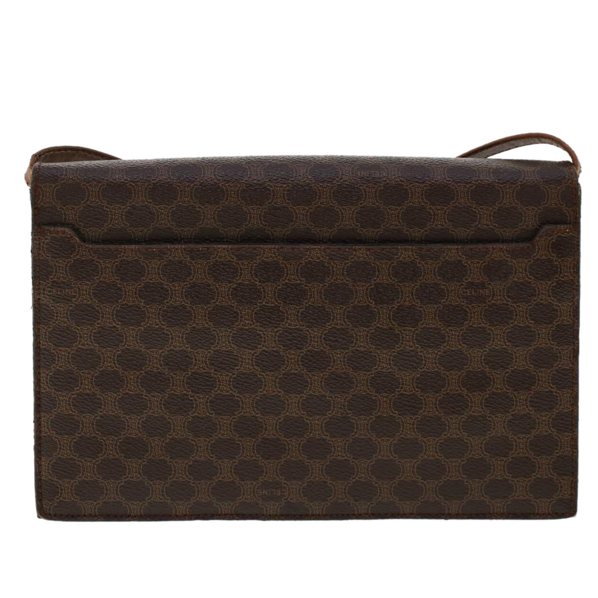 CELINE Macadam Canvas Shoulder Bag PVC Leather Brown  fm2547