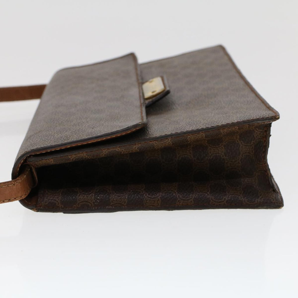 CELINE Macadam Canvas Shoulder Bag PVC Leather Brown  fm2547