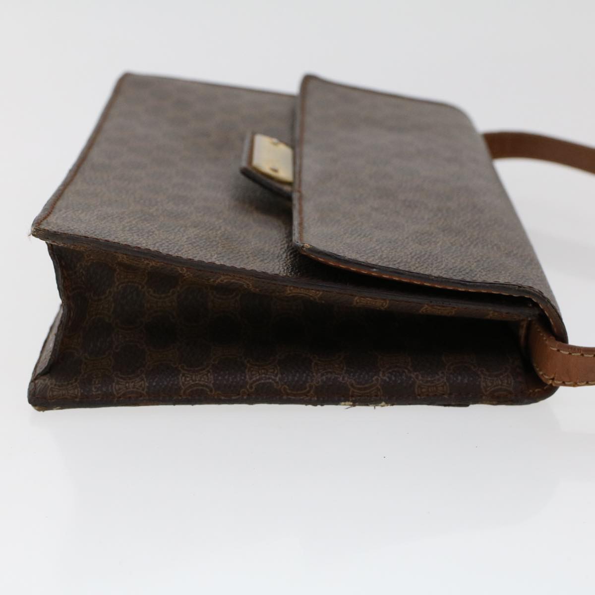 CELINE Macadam Canvas Shoulder Bag PVC Leather Brown  fm2547