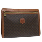 CELINE Macadam Canvas Clutch Bag PVC Leather Brown  fm2642