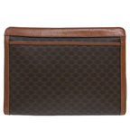 CELINE Macadam Canvas Clutch Bag PVC Leather Brown  fm2642