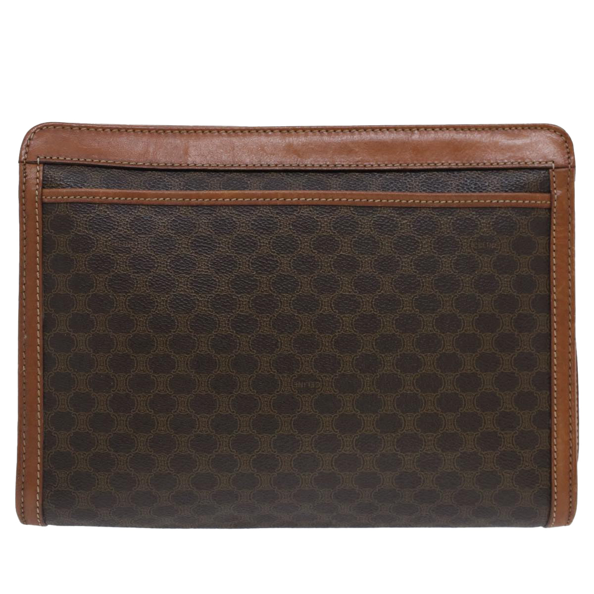 CELINE Macadam Canvas Clutch Bag PVC Leather Brown  fm2642