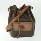 CELINE Macadam Canvas Shoulder Bag PVC Leather 2Set Brown Beige  fm2643