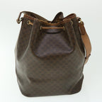 CELINE Macadam Canvas Shoulder Bag PVC Leather 2Set Brown Beige  fm2643