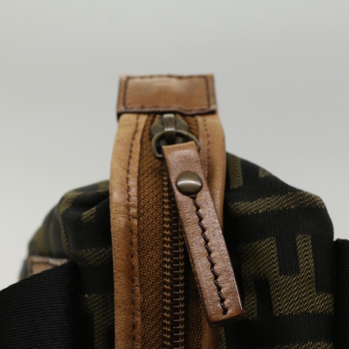 FENDI Zucca Canvas Hand Bag Black Brownfm2664