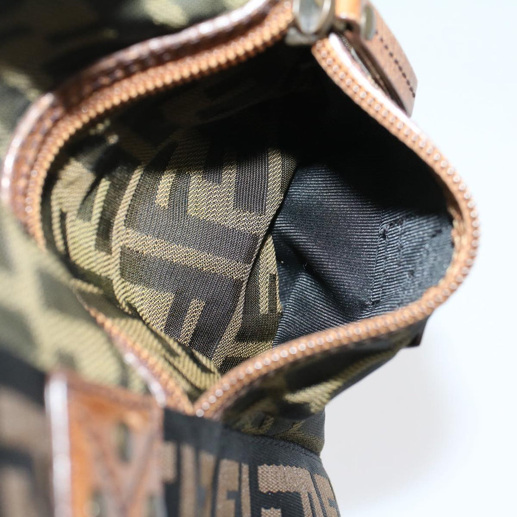 FENDI Zucca Canvas Hand Bag Black Brownfm2664