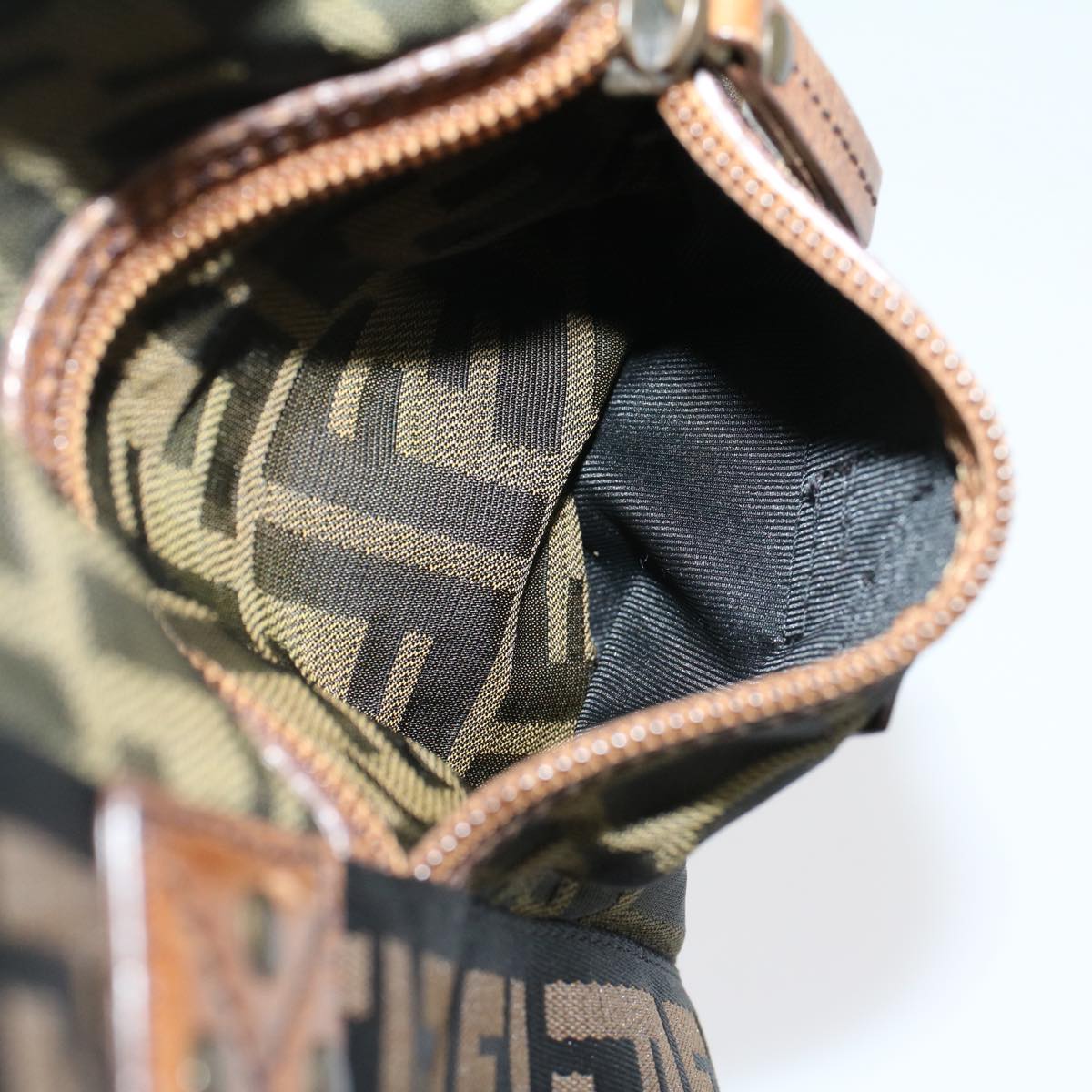 FENDI Zucca Canvas Hand Bag Black Brownfm2664