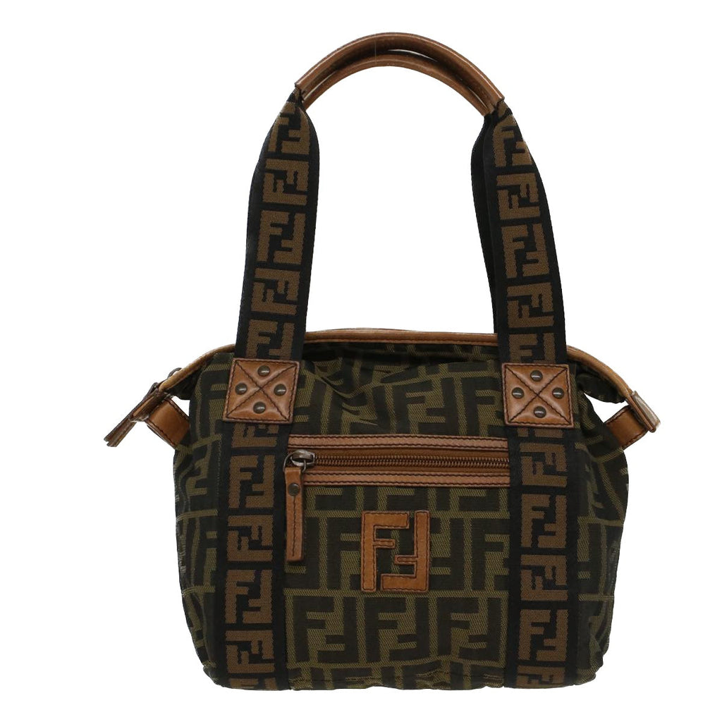 FENDI Zucca Canvas Hand Bag Black Brownfm2664