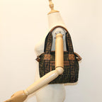 FENDI Zucca Canvas Hand Bag Black Brownfm2664