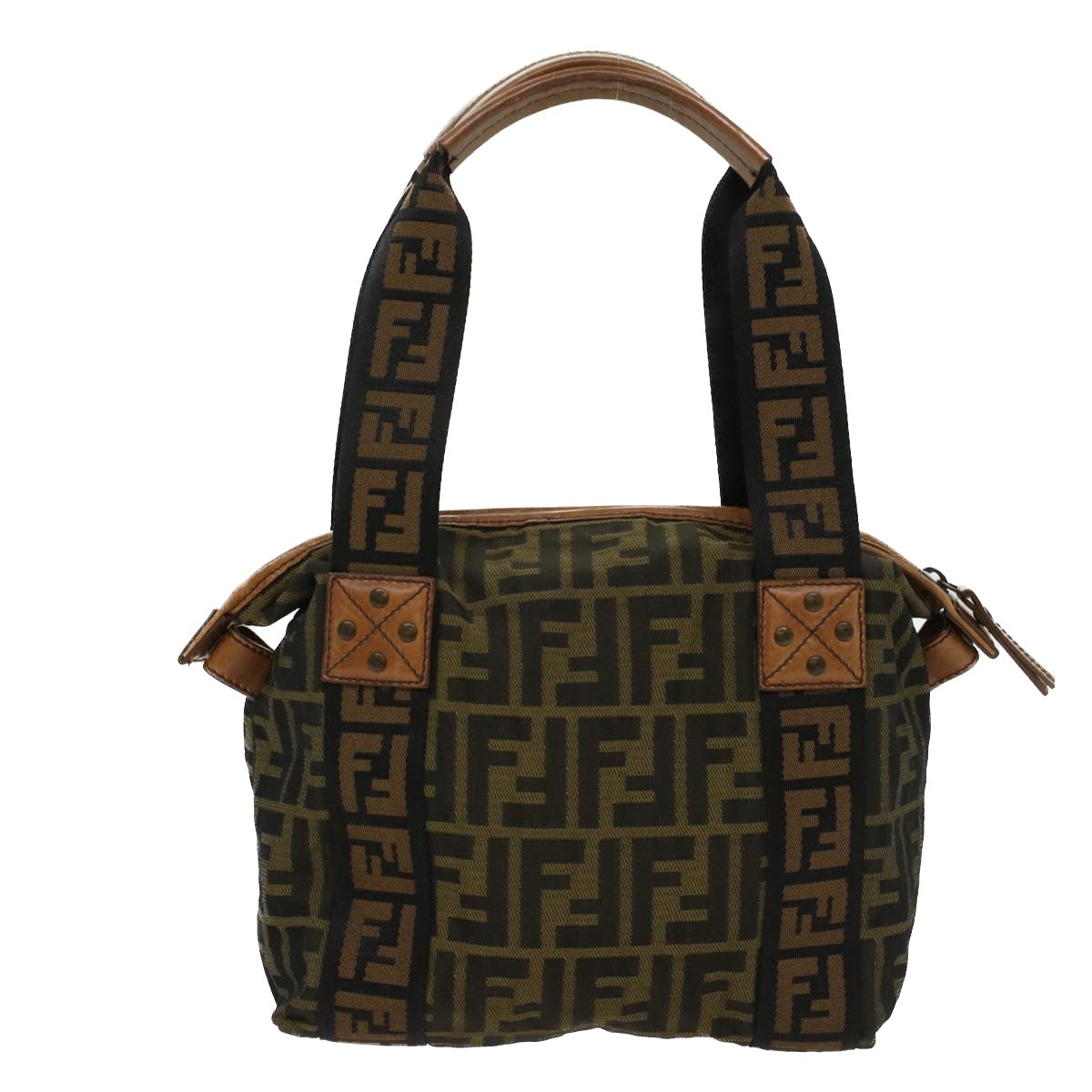 FENDI Zucca Canvas Hand Bag Black Brownfm2664