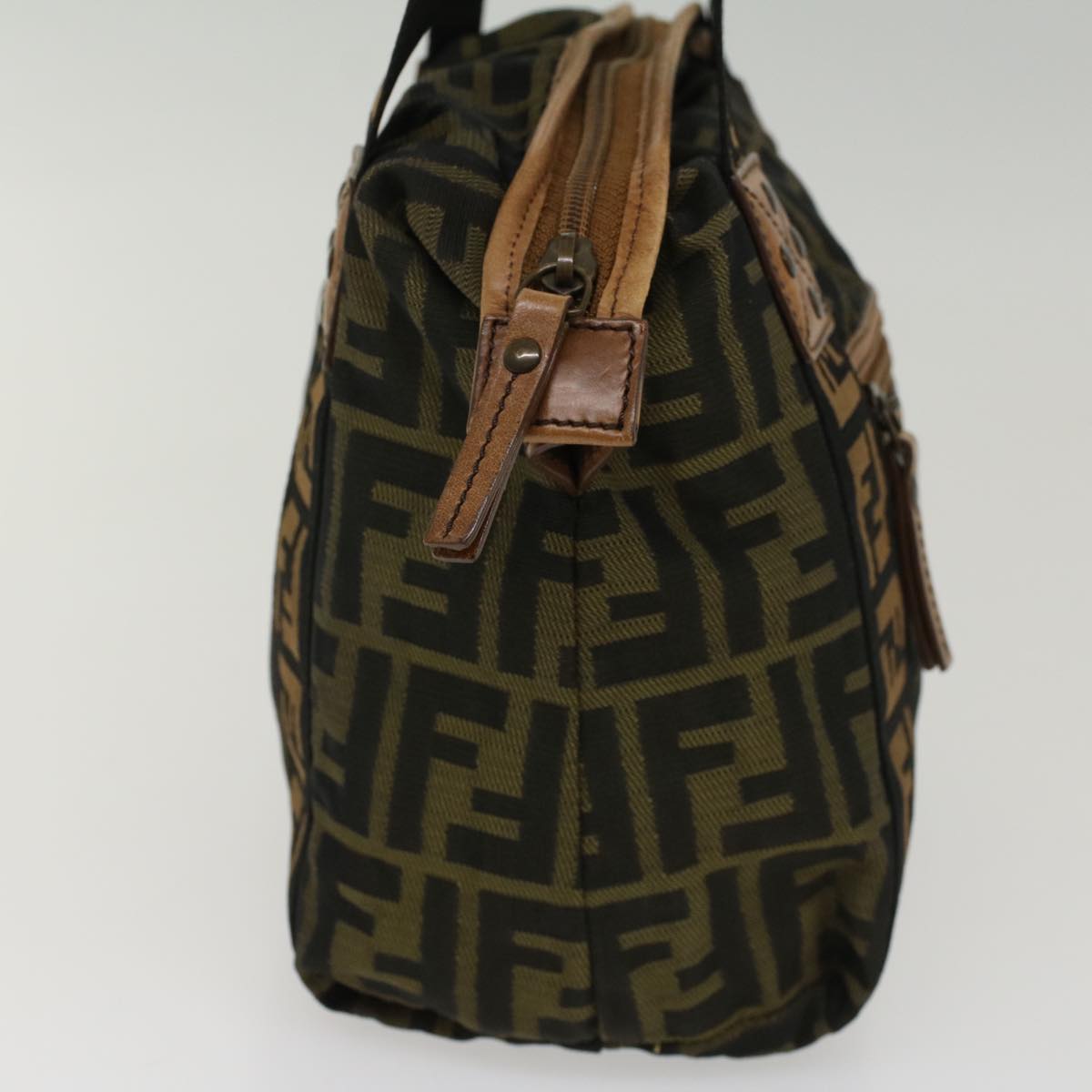 FENDI Zucca Canvas Hand Bag Black Brownfm2664