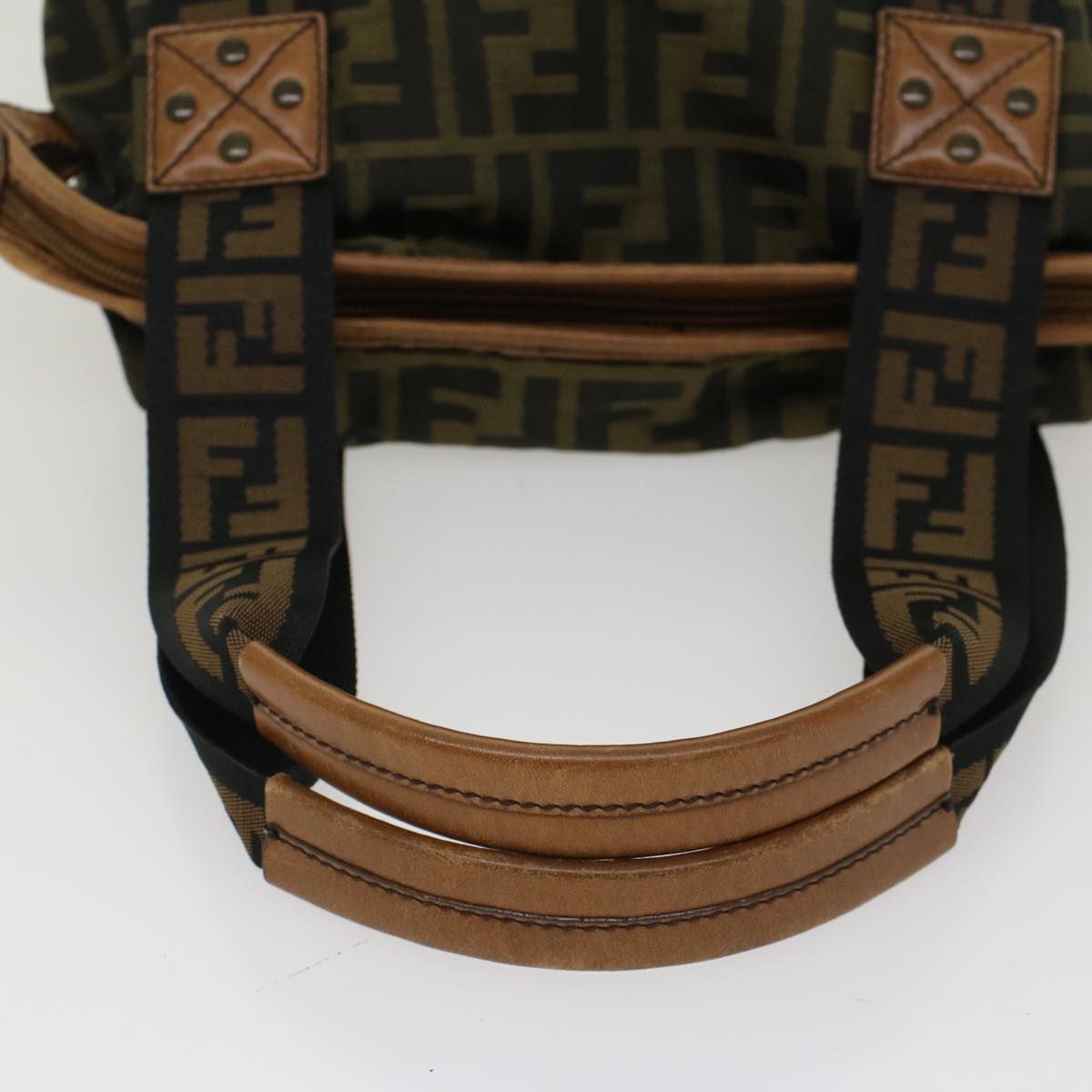 FENDI Zucca Canvas Hand Bag Black Brownfm2664