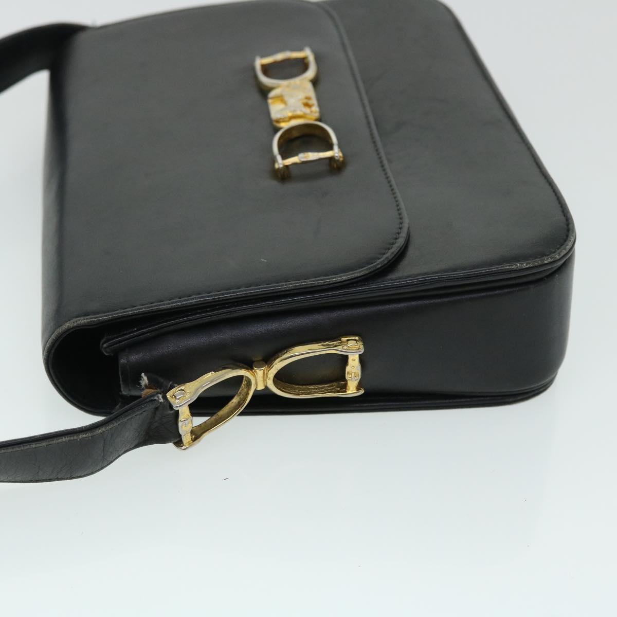 CELINE Horse Carriage Shoulder Bag Leather Black  fm2707