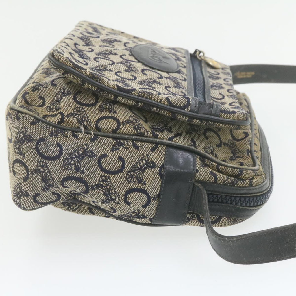 CELINE Horse Carriage C Macadam Canvas Shoulder Bag Navy Blue  fm272