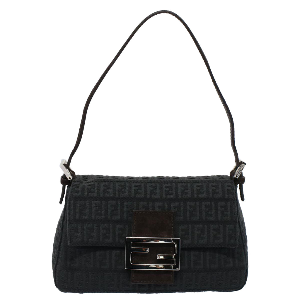 FENDI Zucchino Canvas Mamma Baguette Shoulder Bag Grayfm2754