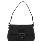 FENDI Zucchino Canvas Mamma Baguette Shoulder Bag Grayfm2754
