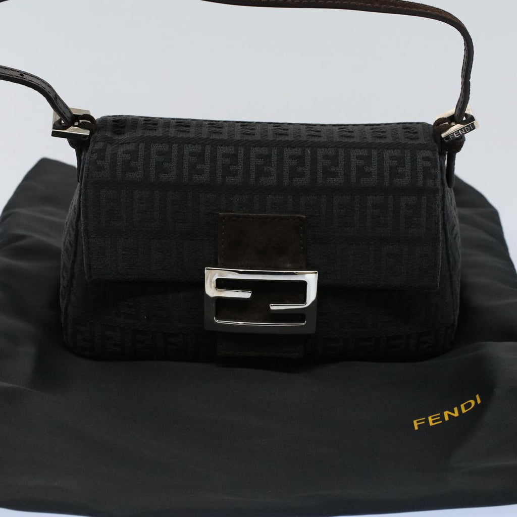 FENDI Zucchino Canvas Mamma Baguette Shoulder Bag Grayfm2754