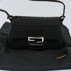 FENDI Zucchino Canvas Mamma Baguette Shoulder Bag Grayfm2754