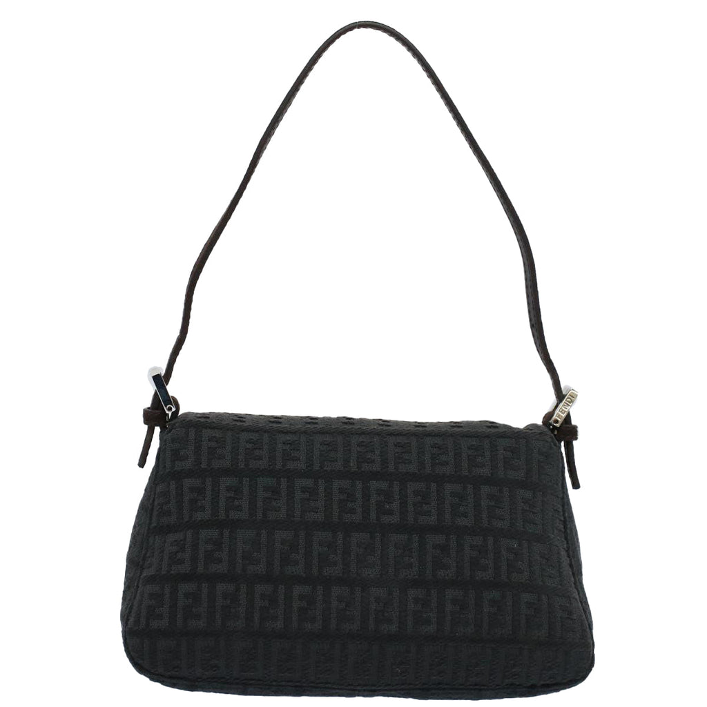 FENDI Zucchino Canvas Mamma Baguette Shoulder Bag Grayfm2754