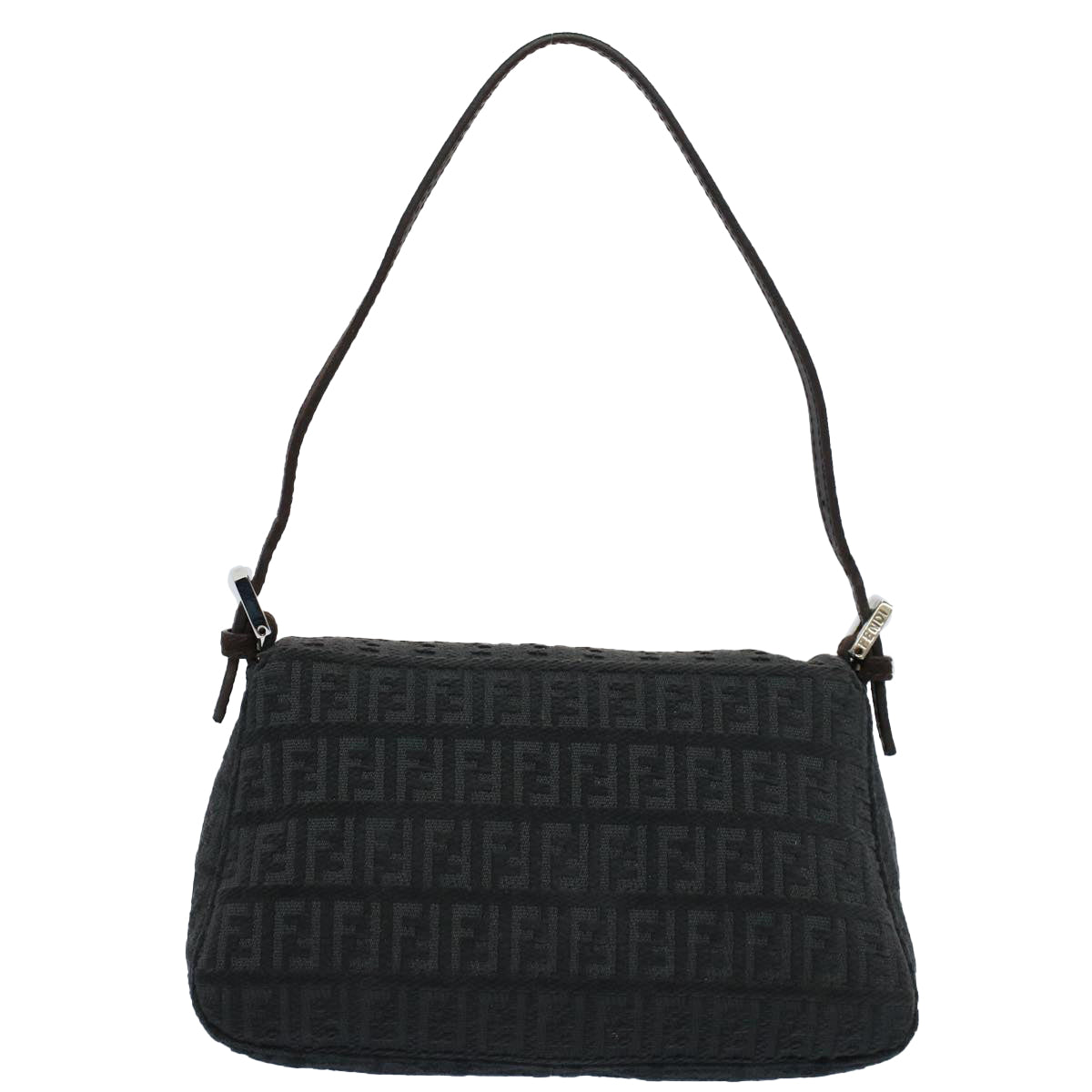 FENDI Zucchino Canvas Mamma Baguette Shoulder Bag Grayfm2754