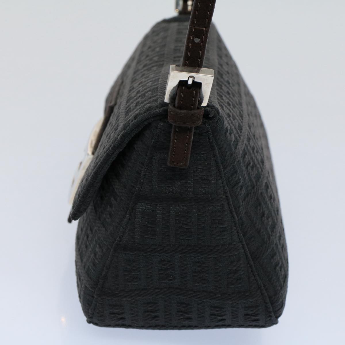 FENDI Zucchino Canvas Mamma Baguette Shoulder Bag Grayfm2754